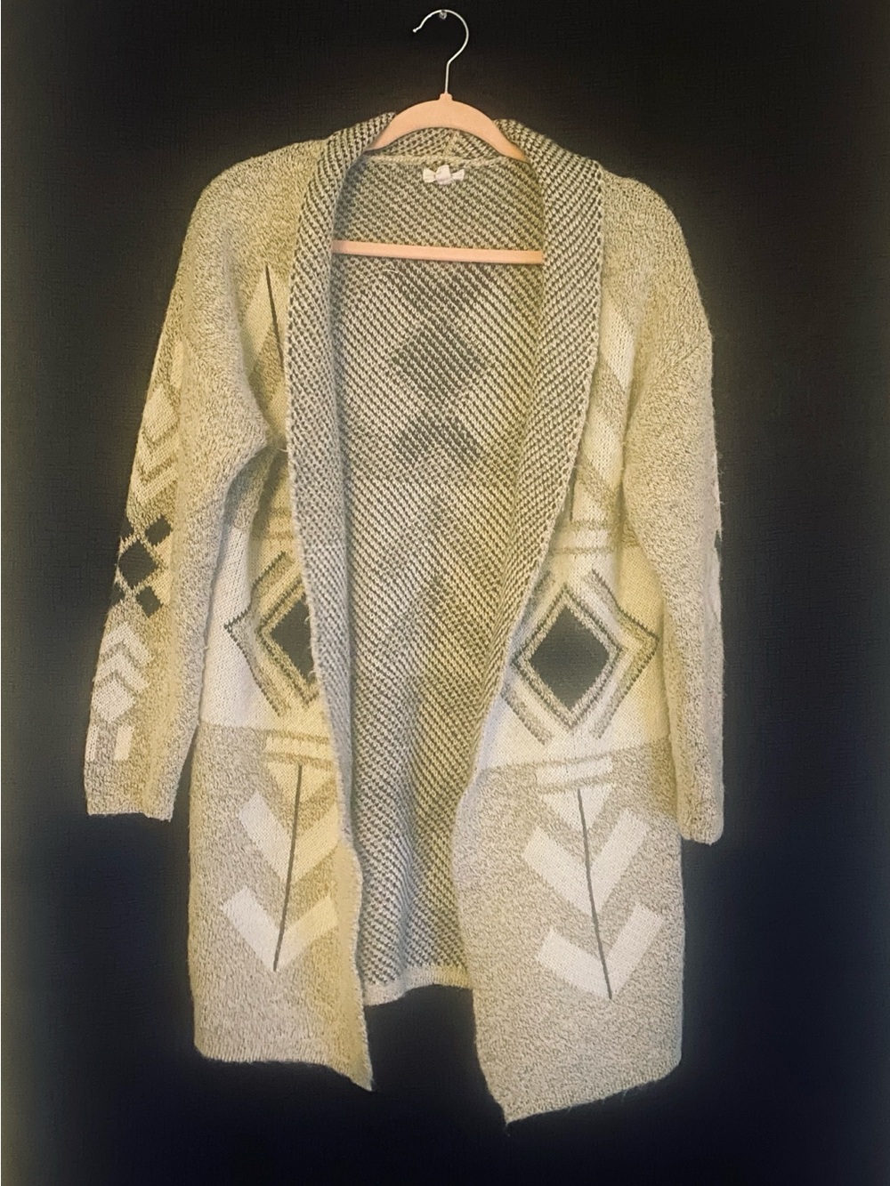 Debut - Cozy Open-Front Patterned Cardigan Sweater size large
